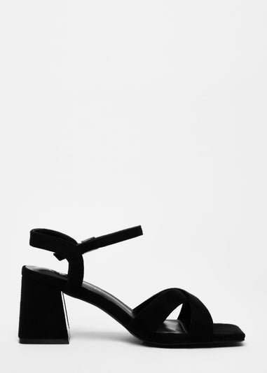 Quiz Black Wide Fit Faux Suede Heeled Sandals