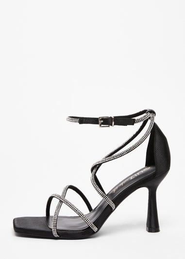 Quiz Black Wide Fit Diamante Heels