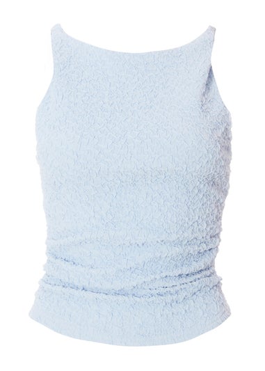 Quiz Blue Textured Mesh Top