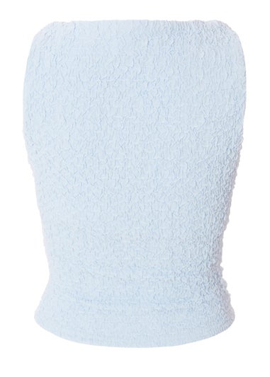 Quiz Blue Textured Mesh Top