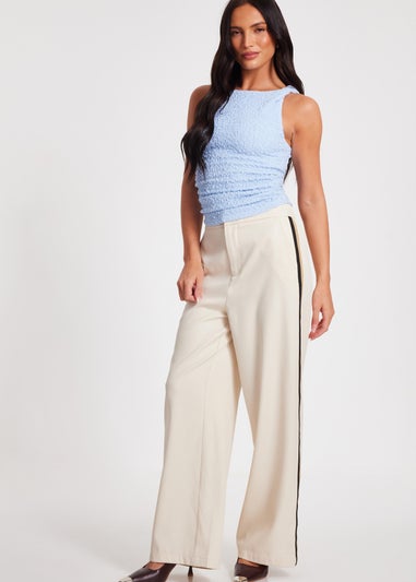 Quiz Blue Textured Mesh Top