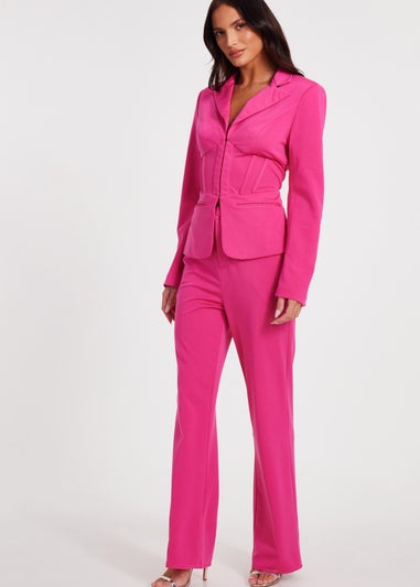 Quiz Pink Woven Flared Trousers