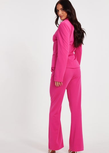 Quiz Pink Woven Flared Trousers