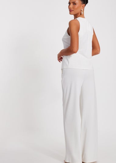 Quiz Cream Wide Leg Trousers