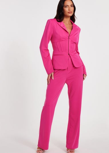 Quiz Pink Woven Tailored Blazer