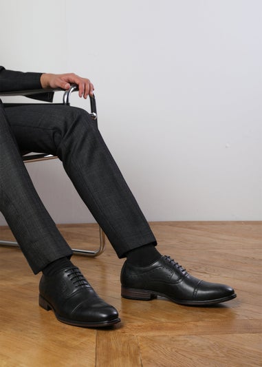 Where's That From Black PU Michael Textured Oxford Lace Up Work Dress Shoes