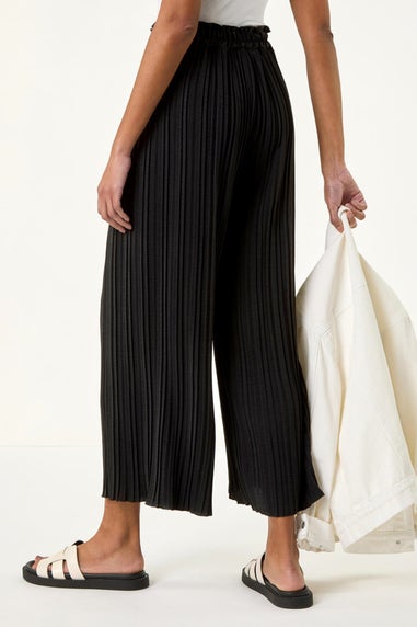 Roman Black Pleated Wide Leg Culottes