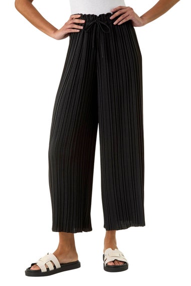 Roman Black Pleated Wide Leg Culottes