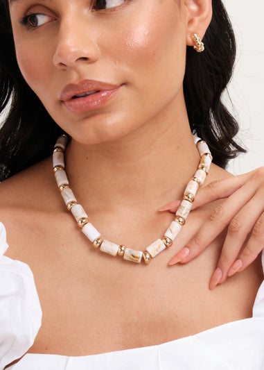 Mood Gold Cream Resin Allway Necklace