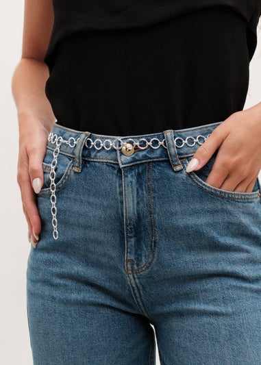 Mood Silver Polished Open Round Chain Belt