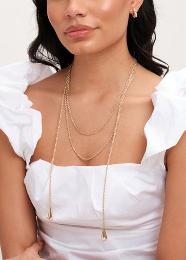 Mood Gold Pearl multirow Rope Necklace