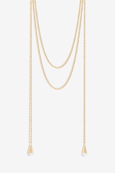 Mood Gold Pearl multirow Rope Necklace