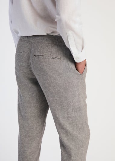 Tokyo Laundry Grey Linen Blend Straight Leg Trousers