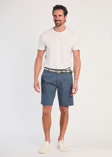 Tokyo Laundry Blue Cotton Chino Short With Belt