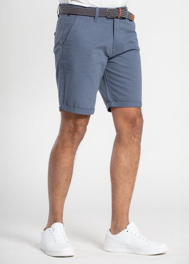 Tokyo Laundry Light Blue Cotton Belted Chino Shorts