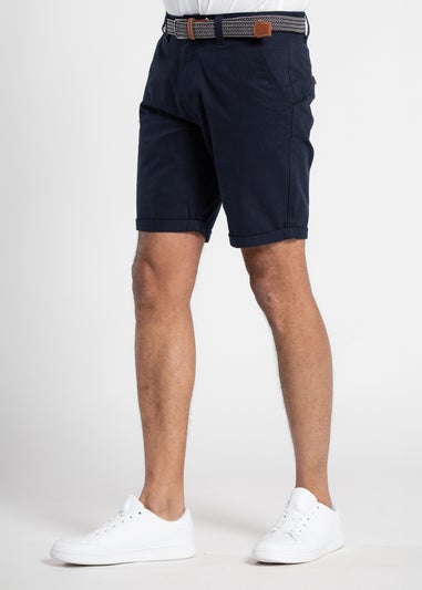 Tokyo Laundry Navy Cotton Belted Chino Shorts