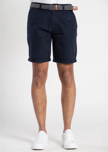 Tokyo Laundry Navy Cotton Belted Chino Shorts
