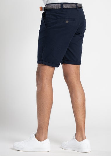Tokyo Laundry Navy Cotton Belted Chino Shorts