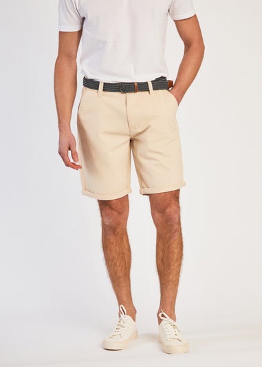Tokyo Laundry Beige Cotton Belted Chino Shorts