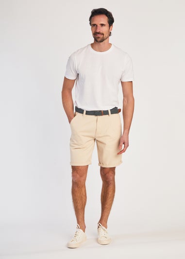 Tokyo Laundry Beige Cotton Belted Chino Shorts