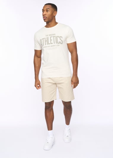 Crosshatch Light Stone Blansmoore Elastic Waist Shorts