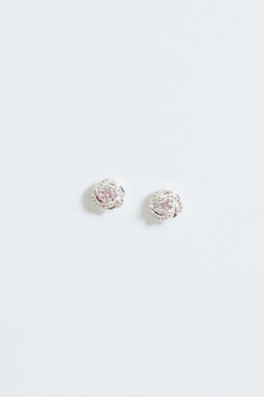 Simply Silver Sterling Silver 925 Polished & Cubic Zirconia Knot Stud Earrings