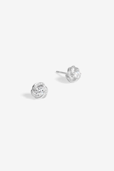 Simply Silver Sterling Silver 925 Polished & Cubic Zirconia Knot Stud Earrings