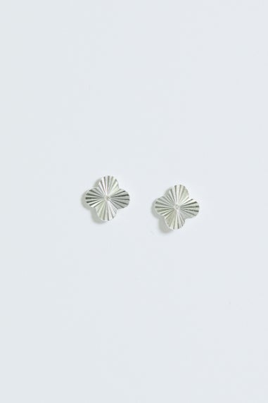 Simply Silver Sterling Silver 925 Diamond Cut Clover Stud Earrings