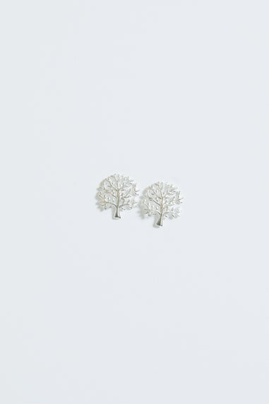 Simply Silver Sterling Silver 925 Polished Meaningful Tree Stud Earrings