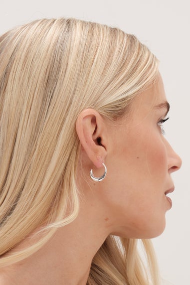 Simply Silver Sterling Silver 925 Polished Curved Hoop Earrings