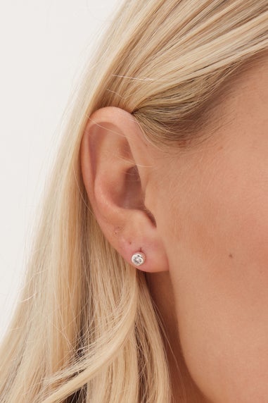 Simply Silver Sterling Silver 925 Polished & Cubic Zirconia Stud Earrings