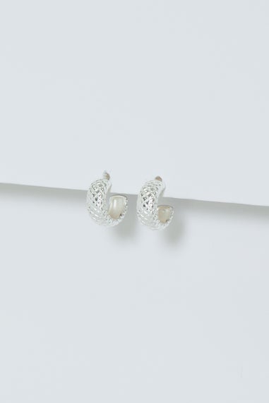 Simply Silver Sterling Silver 925 Polished Snake Textured Hoop Earrings
