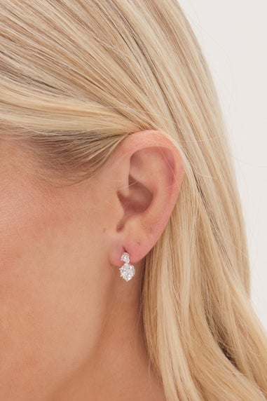 Simply Silver Sterling Silver 925 Cubic Zirconia Round Drop Stud Earrings