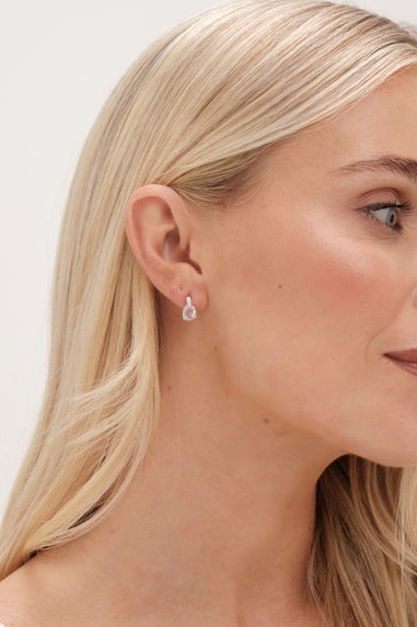 Simply Silver Sterling Silver 925 Cubic Zirconia & Pave Pear Drop Stud Earrings