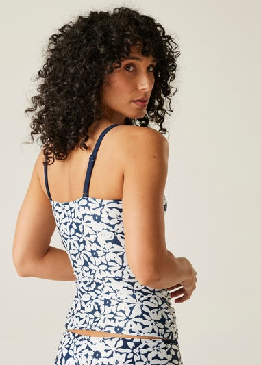 Regatta Navy Large Floral Aceana III Tankini Top