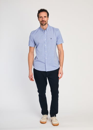French Connection Navy Linen Blend Cuffed Trousers