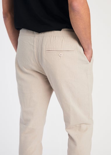 French Connection Stone Linen Blend Cuffed Trousers