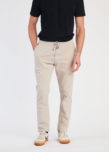 French Connection Stone Linen Blend Cuffed Trousers