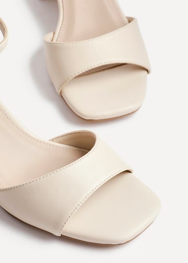 Linzi Maddie Sand Faux Leather Closed Back Block Heeled Sandals