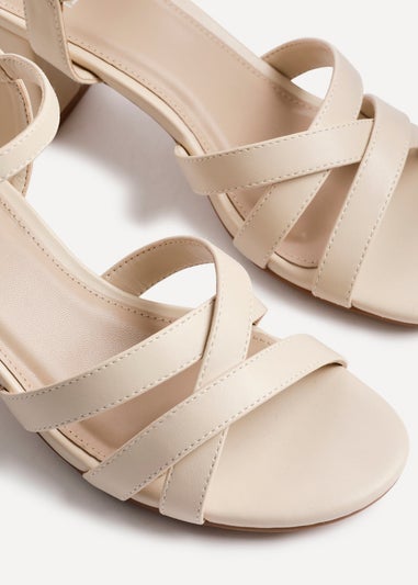 Linzi Flair Sand Faux Leather Heeled Sandals