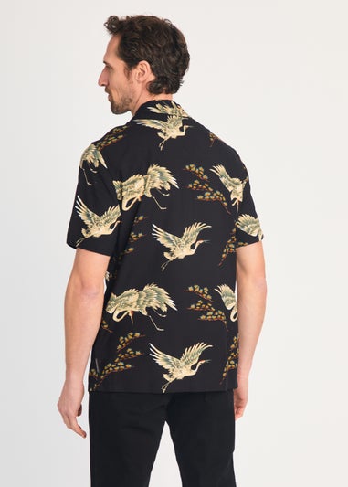 French Connection Navy Bird Print Short Sleeve Shirt