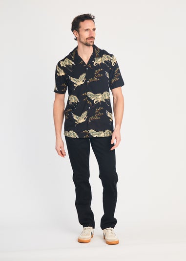 French Connection Navy Bird Print Short Sleeve Shirt