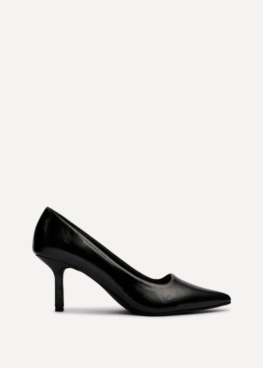 Linzi Kat Black Faux Leather Court Heels