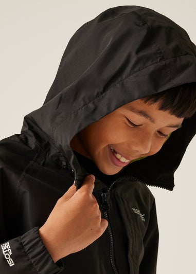 Regatta Black/Green Kids Hanleigh II Waterproof Breathable Isotex Jacket (3-13 Years)