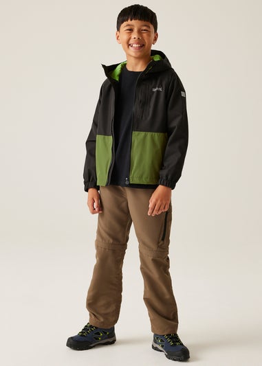 Regatta Black/Green Kids Hanleigh II Waterproof Breathable Isotex Jacket (3-13 Years)