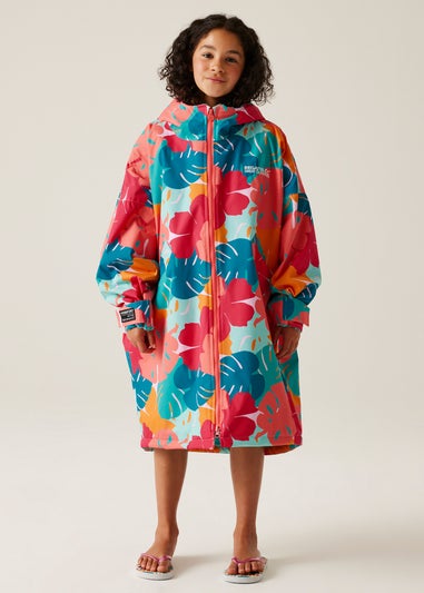 Regatta Tropical Leaf Print Kids Junior Waterproof Hydrofort Robe (3-13 Years)