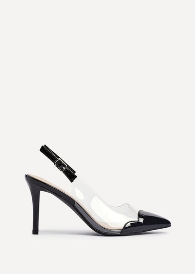 Linzi Nolita Black Perspex Patent Mix Slingback Court Heels