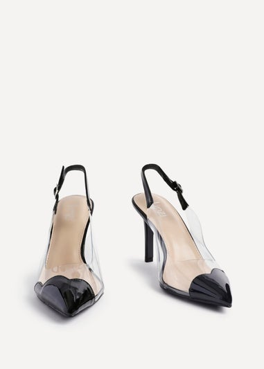Linzi Nolita Black Perspex Patent Mix Slingback Court Heels