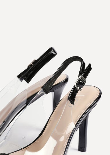 Linzi Nolita Black Perspex Patent Mix Slingback Court Heels