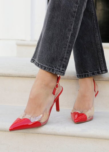 Linzi Nolita Red Perspex Patent Mix Slingback Court Heels